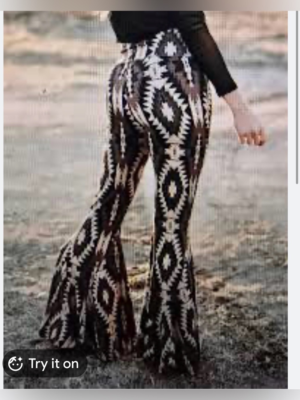 Black and Cream Aztec Print Boot Flare Pants western rodeo Fall cowgirl hippie